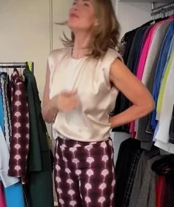 ZARA Trinny Satin Beige Sz L with Top With Shoulder Pads 💕BNWOT - Picture 1 of 7
