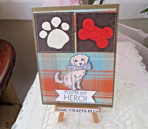 YOU'RE MY HERO HANDMADE DOG GREETING PET CARD ~emc07 ANY OCCASION - Picture 1 of 3