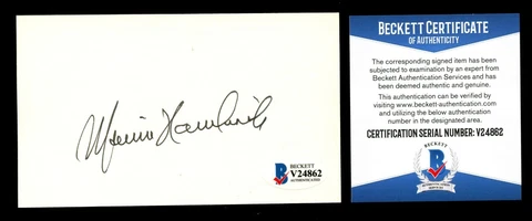 Marvin Hamlisch d2012 signed autograph 3x5 card EGOT BAS Beckett Authenticated Cover