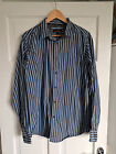 BEN SHERMAN Grey Blue Stripe Shirt Size XL Long Sleeve