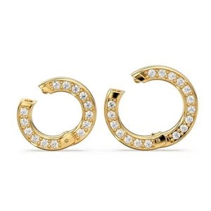 14k Clicker Round Connector Solid Gold Clasp Pave Diamond Connector Finding - Picture 1 of 10