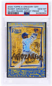 2020 Topps X Gregory Siff Randy Arozarena Silver Frame Artist Proof PSA 10