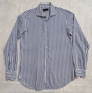 ETRO Milano Button-up Shirt Men’s 40 Blue White Stripe Long Sleeve Italy - Picture 1 of 10