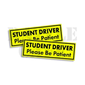 STUDENT DRIVER BUMPER STICKERS Yellow Set of 2 Decals -- 9"x3" - Picture 1 of 4