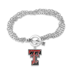Texas Tech Red Raiders Game Day Glitter Toggle Bracelet Jewelry Licensed TTU - Picture 1 of 1