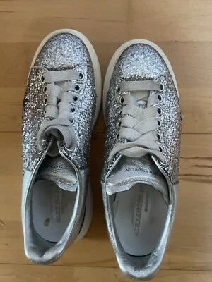 Alexander McQueen Platform Silver Glitter Sneakers Shoes Women’s Size 8 - Image 1 of 4