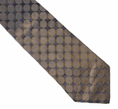 Corbata Club Room Hecha en Italia 100% Seda 57" × 4" Golf Marrón Tostado Azul Usada en Excelente Condición Foto 1 de 4