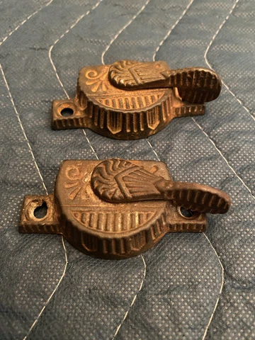 2 Antique WINDOW  SASH  LOCKS NO KEEPERs Cover