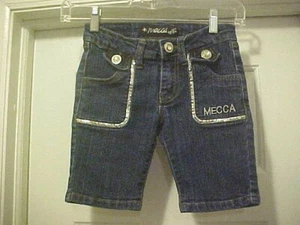 Girls Size 8 Stretch Blue Jeans Shorts By MECCA Cotton Blend Silver Sequins Trim - Picture 1 of 7