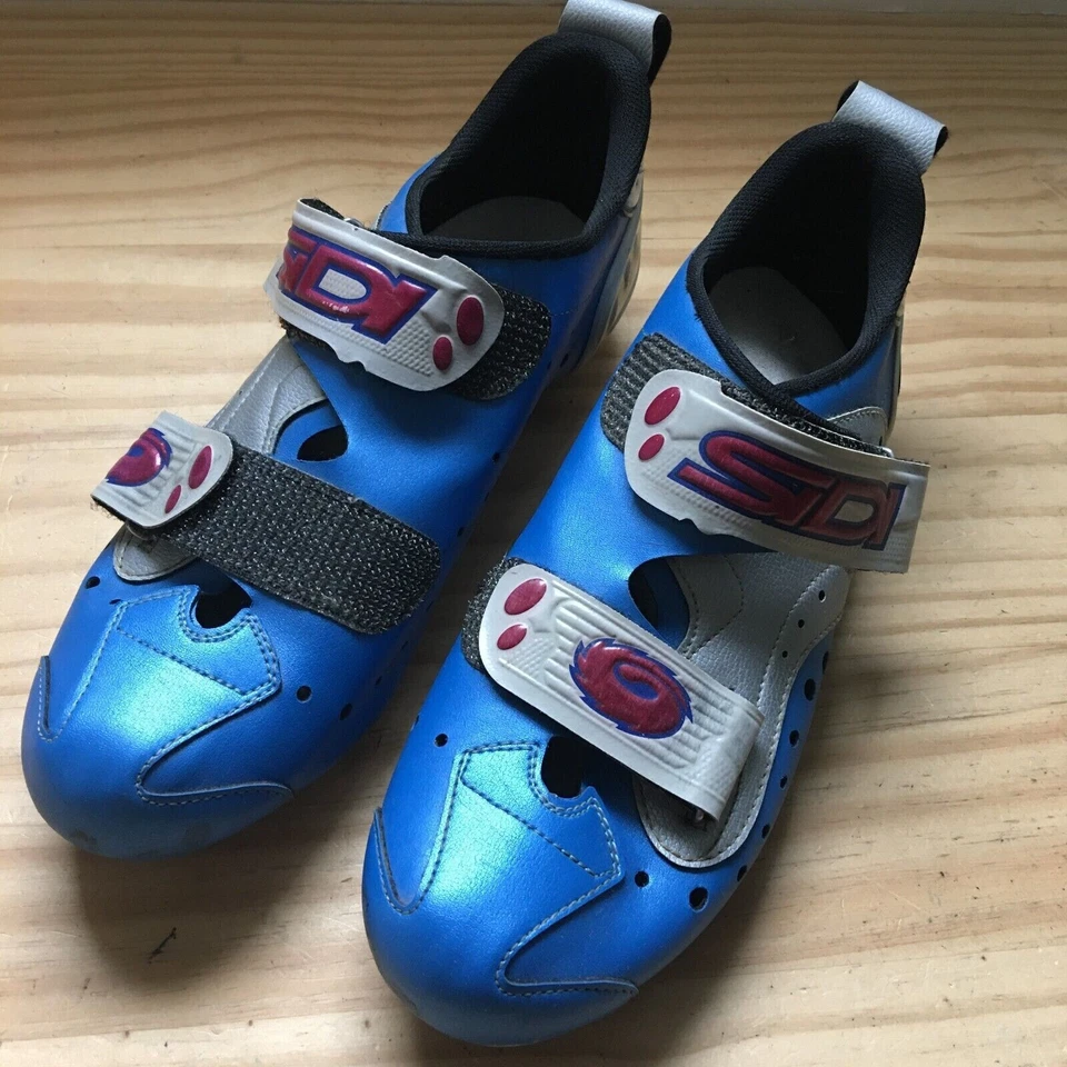 SiDI T-1 Велоспорт Триатлон Велосипед Дорожные Туфли Вентилируемая Кожа Синий Серебристый Размер 41 - Изображение 1 из 4