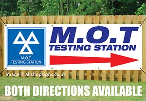 M.O.T TESTING STATION DIRECTION ARROW BANNER SIGN WATERPROOF with Eyelets - Picture 1 of 3