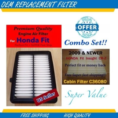 JUEGO COMBINADO FILTRO DE AIRE MOTOR Y CABINA PARA HONDA FIT 2015 2016 172205R0008 VENDEDOR DE EE. UU. Foto 1 de 4