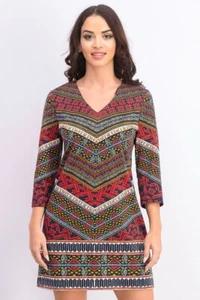 NWT Wisp Stitch Fix  Gloria Ponte Knit Dress Sz 12 Casual Colorful Preppy Boho - Picture 1 of 22