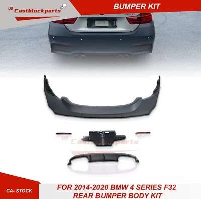Fit 2014-2020 BMW 4 Series F32 F36 428i Upgrade To 2021 M4 Look Rear Bumper Kit - Image 1 of 4