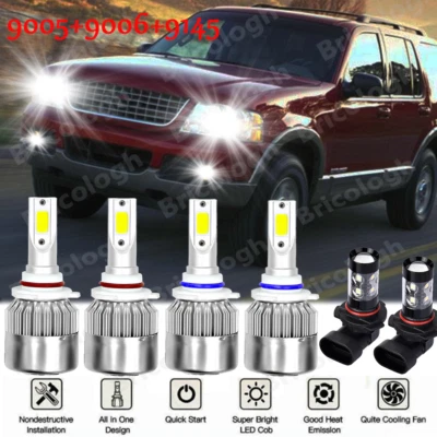 For Ford Explorer 2002 2003 2004 2005 - Combo LED Headlights Fog Light Bulbs Kit - Image 1 of 4