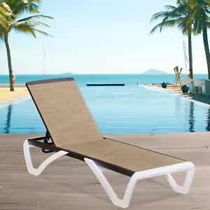 1Pcs Outdoor Chaise Lounge Chair Pool Bench Patio Deck Reclining Sturdy Lounger - Picture 1 of 8