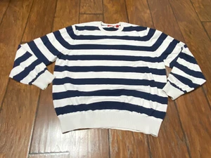 IZOD Sweater Navy Blue & Cream Stripe's - Picture 1 of 6