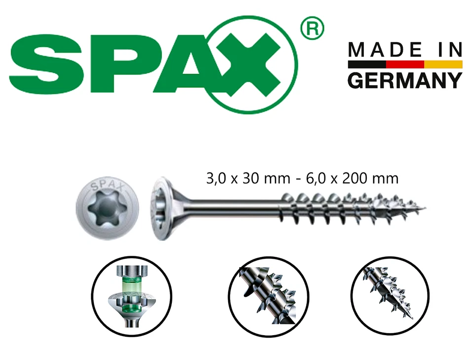 Spanplattenschrauben Torx Spax Wirox Teilgewinde Senkkopf Universal Holzschraube