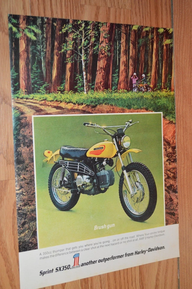 1972 HARLEY DAVIDSON SX350 ORIGINAL ADVERTISEMENT PRINT AD 72 SX-350 YELLOW - Image 1 of 1