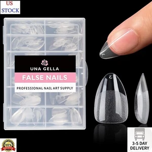 UNA GELLA Short Almond Fake Nails 216pcs Pre-shape Gel Acrylic Nail Tips for Ful - Picture 1 of 8