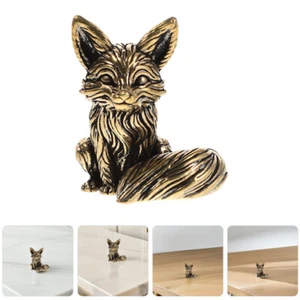 2pcs Brass Fox Decoration Solid Brass Animal Statue Miniature Figurine for - Picture 1 of 12