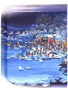 RARE Bengt Elde Christmas Serving Tray Handmade Sweden Birchwood Tavelmalare 17” - Picture 1 of 7