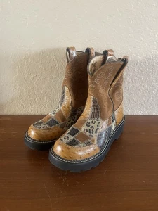 Ariat Fat Baby Stiefel Animal Print Patchwork Damen 6B - Bild 1 von 6