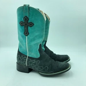 Botas vaqueras occidentales de cuero Ariat Crossroads Teal Cross para mujer 7,5 B - Imagen 1 de 10