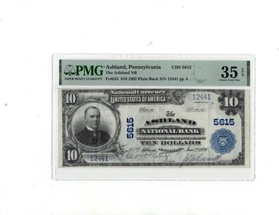 1902 $10 Ashland,Pennsylvania NB Note .Fr-633.PMG-35 EPQ - Image 1 of 2