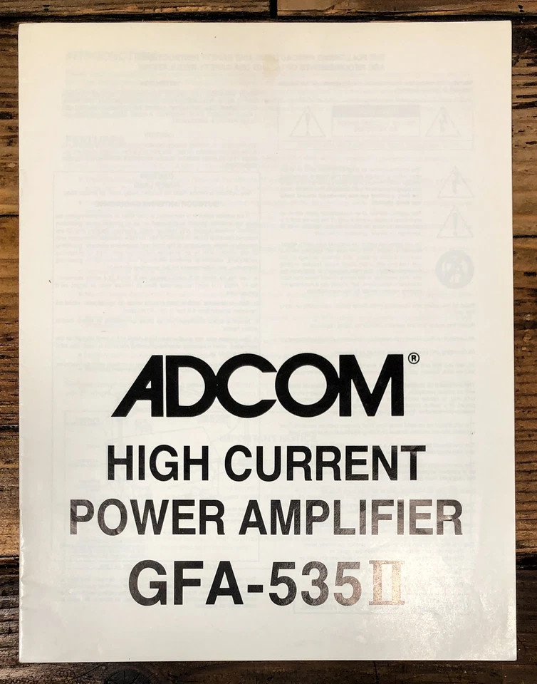 Adcom GFA-535 MK 2 II Amplifier Owners / User Manual *Original* - Image 1 of 1
