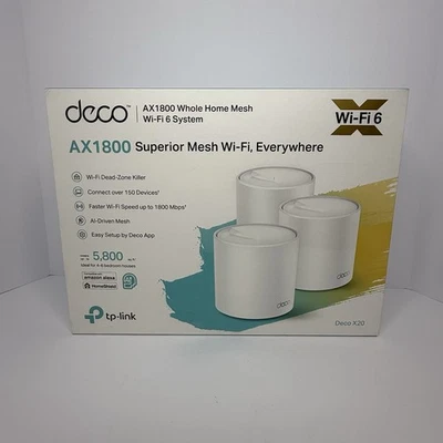 TP-Link Deco X20 AX1800 Whole Home Mesh Wi-Fi 6 System 3 Pack Brand New Open Box - Image 1 of 4