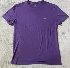 Lacoste Men’s Purple Pima Cotton Crew Neck Short Sleeve T-Shirt XL Size 5 - Picture 1 of 8