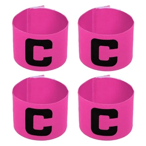 11.8x2.8" Soccer Captain Armband, 4Pcs Nylon Elastic Protective Badge, Pink - Picture 1 of 4