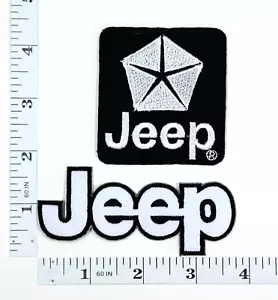 Embroidered 2-Patch Set - Black & White - Iron-on - Jeep - NEW - Picture 1 of 1
