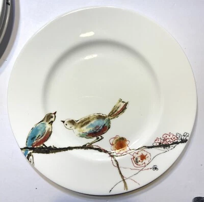 Lenox Simply Fine Chirp Blue Round Lunch Plate Bone China USA  9 3/8 In - Image 1 of 4