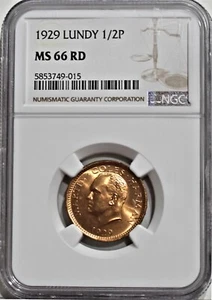 Lundy - 1929 1/2 Puffin in NGC MS 66 RD Top Pop - Picture 1 of 2