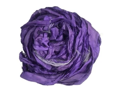 Recycled Sari Silk Ribbon - Purple Yarn - Purple Sari Silk Ribbons - Silk Strips - Image 1 of 4