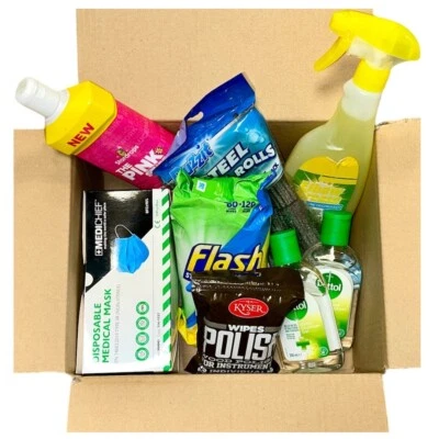 MIXED BRANDS Job Lot Cleaning Products Bundle Box Household Multi Purpose Items