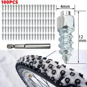 100Pcs 4*12mm Car SUV ATV Anti-Slip Screw Stud Wheel Tyre Snow Tire Spikes Y6F3 - Picture 1 of 12