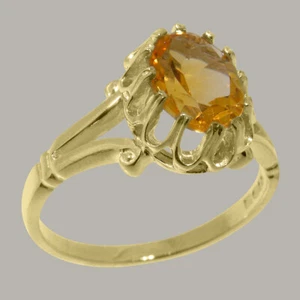 Solid 10k Yellow Gold Natural Citrine Womens Solitaire Ring - Sizes 4 to 12 - Picture 1 of 5