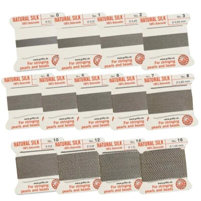 HILO DE CORDÓN DE CUENTAS DE SEDA GRIS Griffin hacer borlas de seda, cordón de anudar perlas Foto 1 de 4