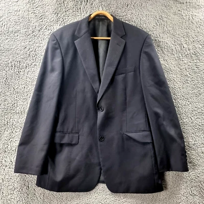 STUDIO ITALIA Mens Blazer Jacket Size 108 Navy Blue Self Stripe Wool Long Sleeve - Image 1 of 4