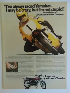 YAMAHA MOTO 1974 Kenny Roberts Grand Champion pubblicità stampa artistica d'epoca - Foto 1 di 1