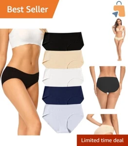 Comfortable Women's Seamless Bikini Briefs – No Show 5-Pack Essentials - Picture 1 of 8