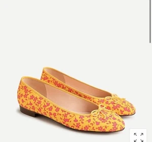 J. Crew NWT Kiki Ballet Flats in Neon Tossed Bouquet - Saffron Briar - Size 5 - Picture 1 of 1