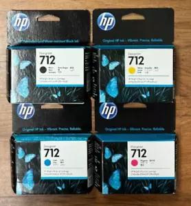 1 Set x New Sealed HP bright office 712 Ink Cartridge Cartridges - 2026 Exp - Picture 1 of 4