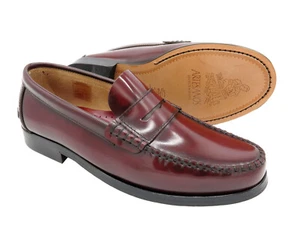 Zapatos de vestir para hombre con suela de cuero Goodyear Welted Penny mocasín rojo borgoña - Imagen 1 de 18