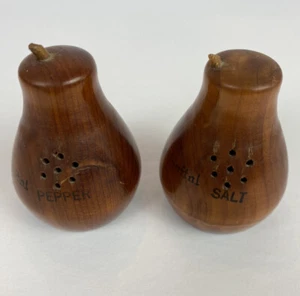 Vtg Wooden Pear Shape Missouri State Capital Souvenir Salt Pepper Shakers Blonde - Picture 1 of 6