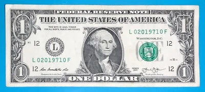 2019 July 1 Birthday Note $1 One Dollar Bill L 02019710 F (_ 2019 - 7 - 1 _) - Image 1 of 2