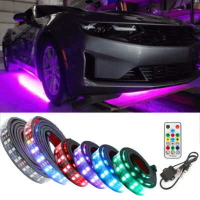 6PCS Colorful RGB Underglow LED Neon Strip Light For Chevrolet Camaro LS/LT/SS - Image 1 of 4